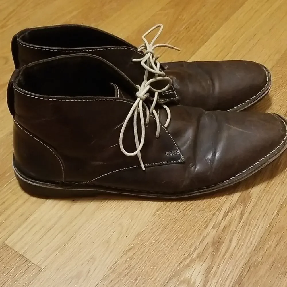 Steve Madden Men’s Leather Brown Distressed Lace Up Casual Chukka Boots Size 13
